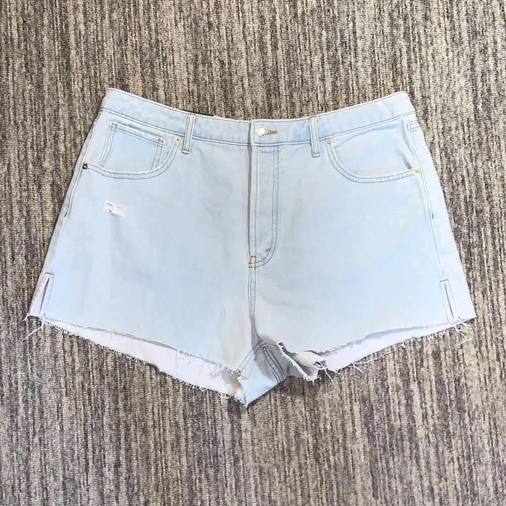 Wild Fable Womens 17 Button Fly Super High Rise Cut Off Denim Shorts‎ Blue NWT